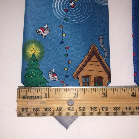 2 Ties -Holiday Traditions Hallmark Reindeer Fishing w/Santa & Chaps PolkaDot - Picture 8 of 8